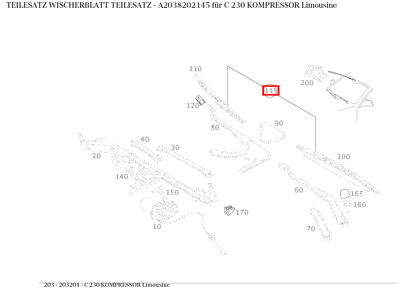 Teilesatz Wischerblatt TEILESATZ C 230 KOMPRESSOR Limousine 203