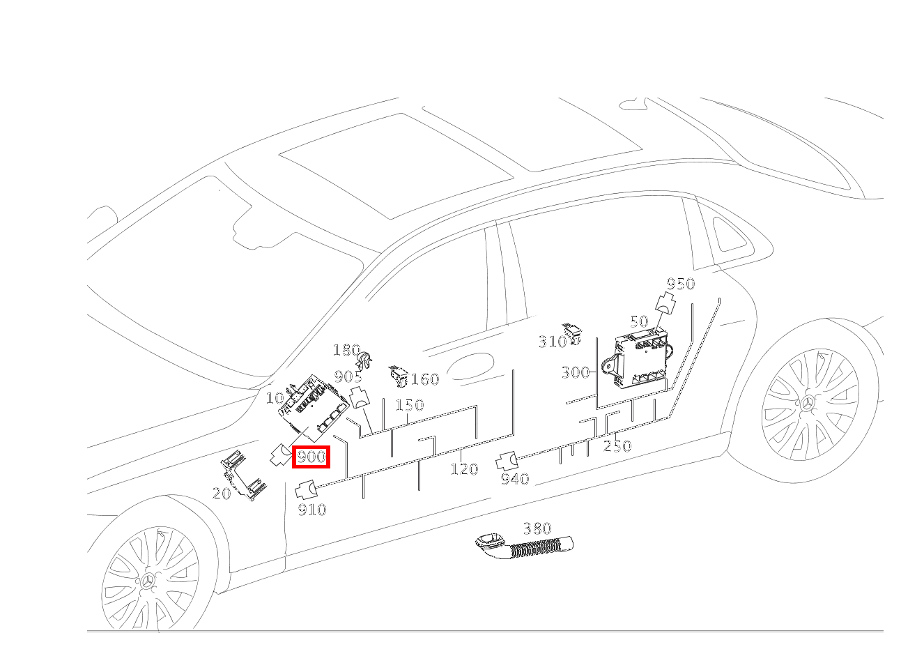 Buchsengehäuse TUERSTEUERGERAET VORN, BLAU N69/1, N69/2; 8-PIN MQS Mercedes-Maybach S 560 4MATIC 222