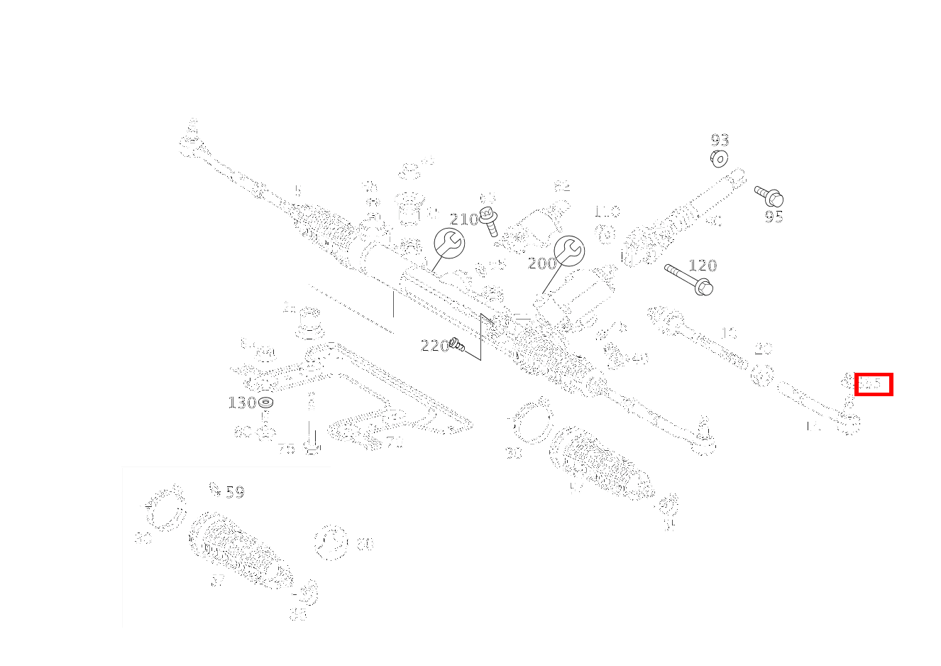 Sechskantmutter SPURSTANGE AN ACHSSCHENKEL; M14X1.5 S 55 L AMG 220 Sechskantmutter SPURSTANGE AN ACHSSCHENKEL; M14X1.5 S 55 L AMG 220