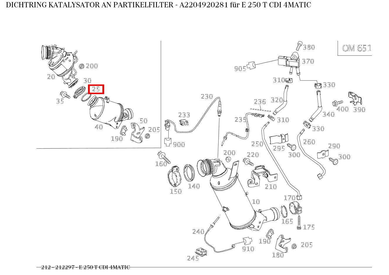 Dichtring KATALYSATOR AN PARTIKELFILTER E 250 T CDI 4MATIC 212