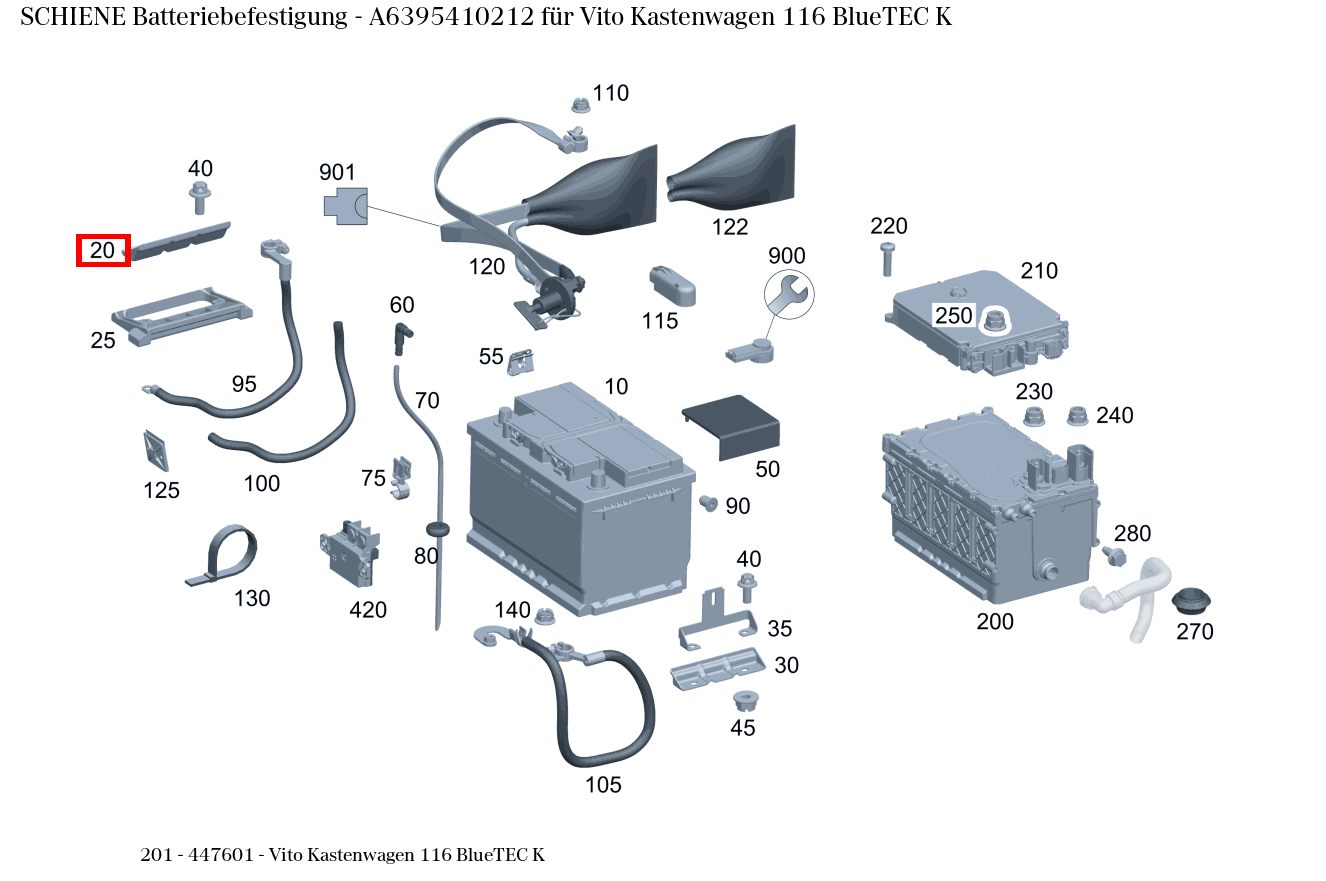 Schiene Batteriebefestigung Vito Kastenwagen 116 BlueTEC K 201