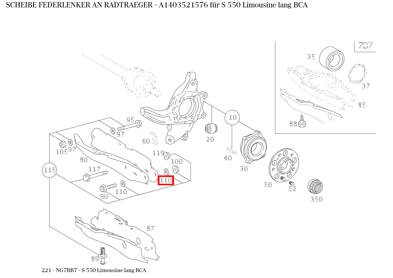 Scheibe FEDERLENKER AN RADTRAEGER S 550 Limousine lang BCA 221 Scheibe FEDERLENKER AN RADTRAEGER S 550 Limousine lang BCA 221