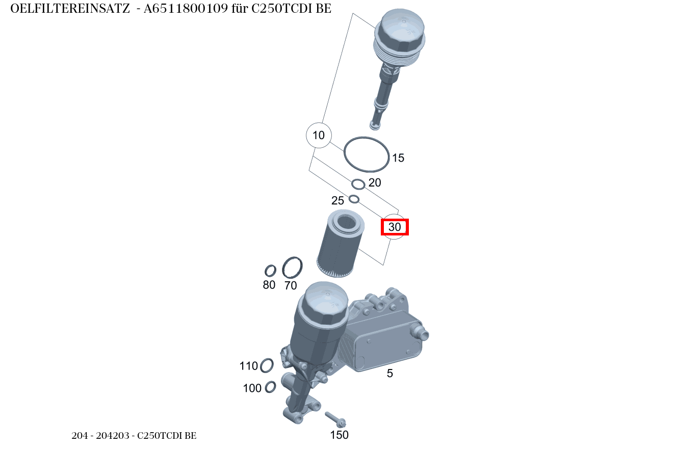 Ölfiltereinsatz C250TCDI BE 204 Ölfiltereinsatz C250TCDI BE 204