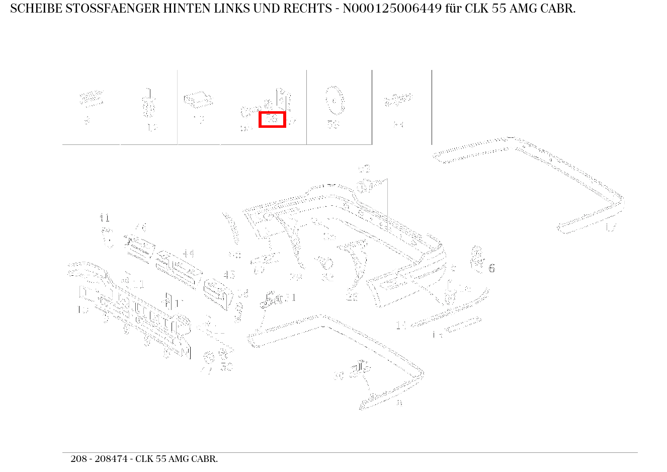 Scheibe STOSSFAENGER HINTEN LINKS UND RECHTS CLK 55 AMG CABR. 208
