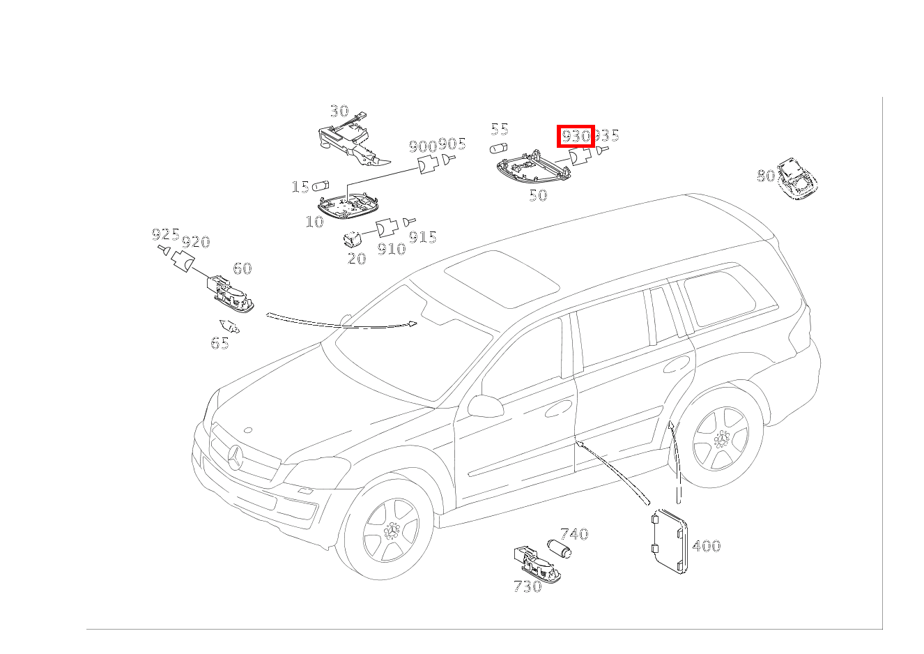Stecker DECKENLEUCHTE FOND E15/4; 2-PIN MQS GL 500 4MATIC Off-Roader 164