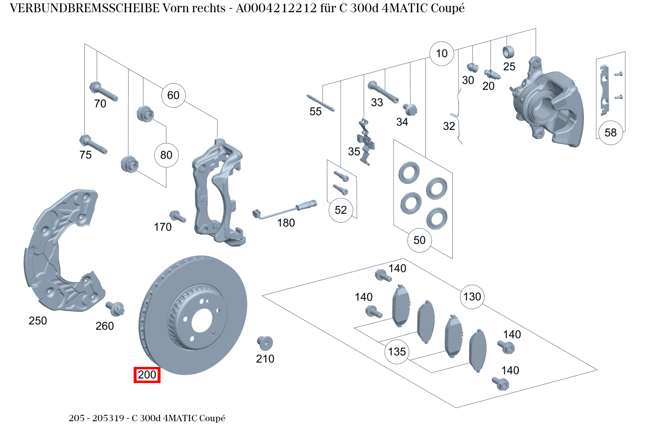 Verbundbremsscheibe Vorn rechts C 300d 4MATIC Coupé 205 Verbundbremsscheibe Vorn rechts C 300d 4MATIC Coupé 205