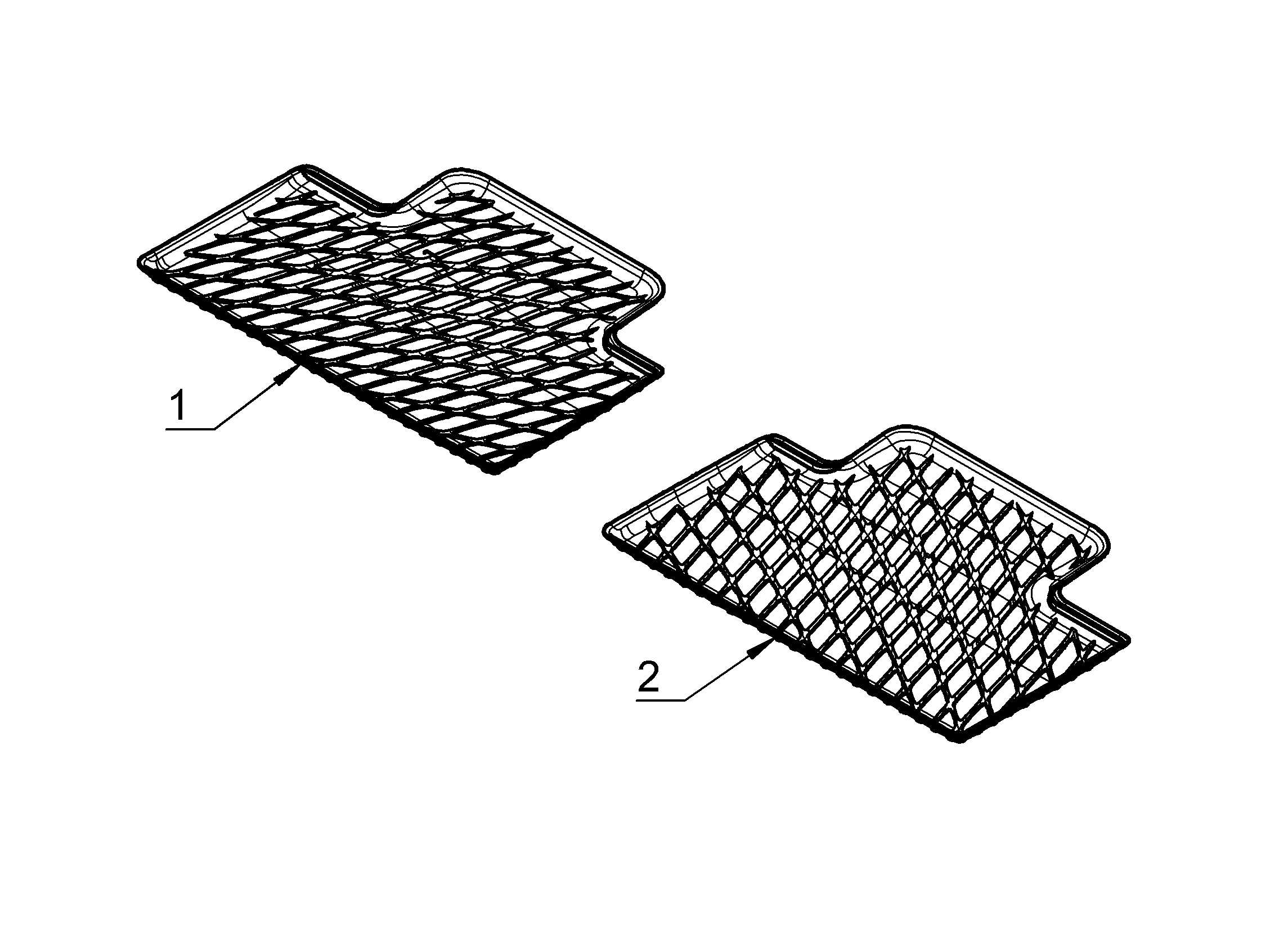 Fußraumschale EQB X243, Dynamic Squares, Fond, 2-teilig