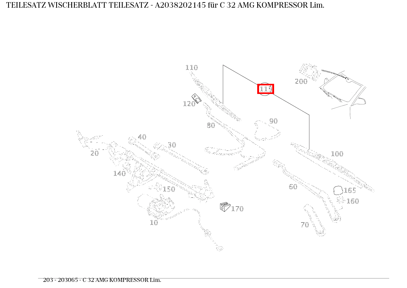 Teilesatz Wischerblatt TEILESATZ C 32 AMG KOMPRESSOR Lim. 203