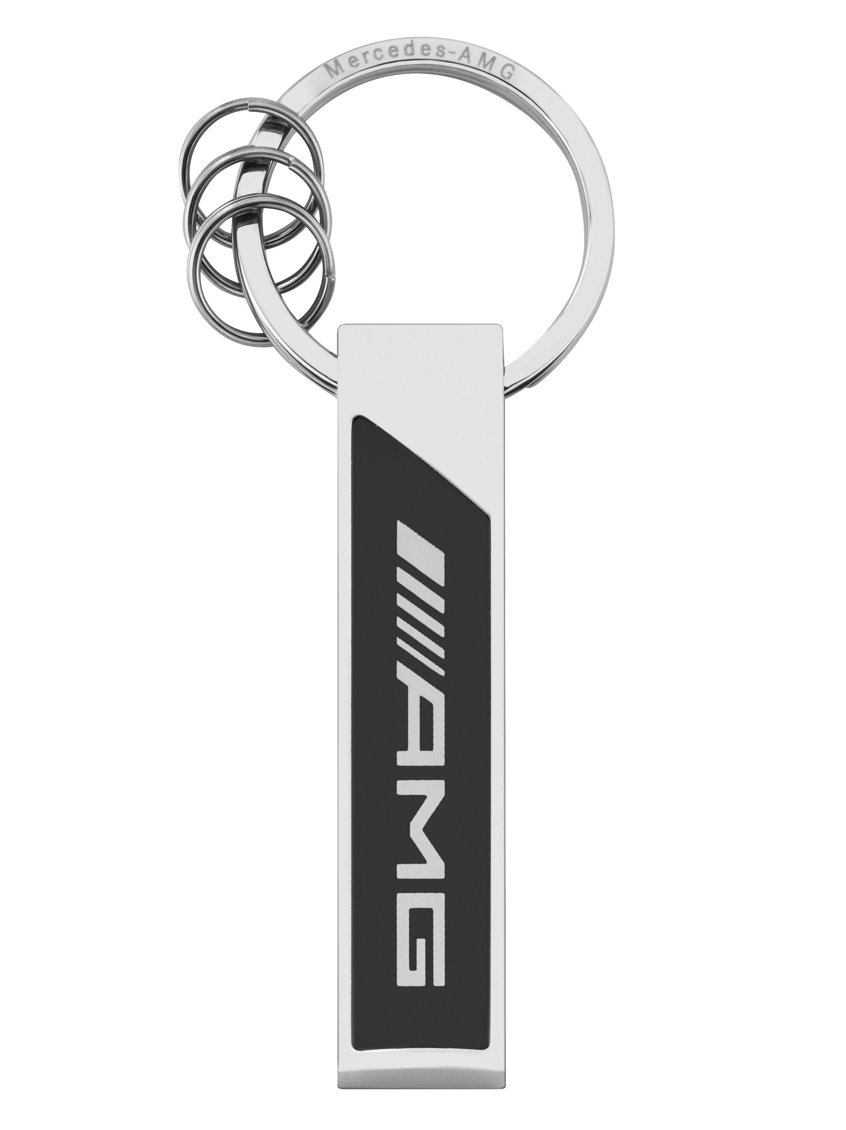 AMG Schlüsselanhänger, Logo silberfarben / schwarz / weiß, Edelstahl