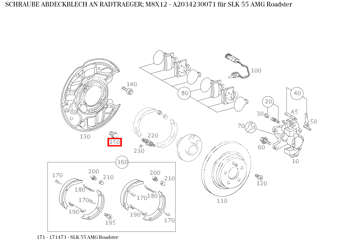 Schraube ABDECKBLECH AN RADTRAEGER; M8X12 SLK 55 AMG Roadster 171