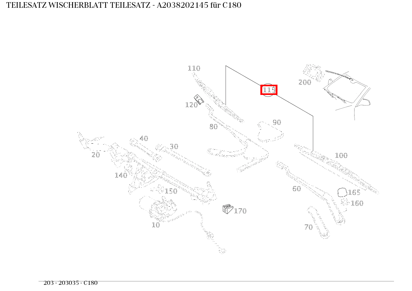 Teilesatz Wischerblatt TEILESATZ C180 203