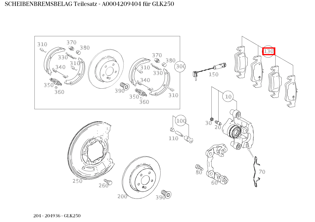 Scheibenbremsbelag Teilesatz GLK250 204 Scheibenbremsbelag Teilesatz GLK250 204