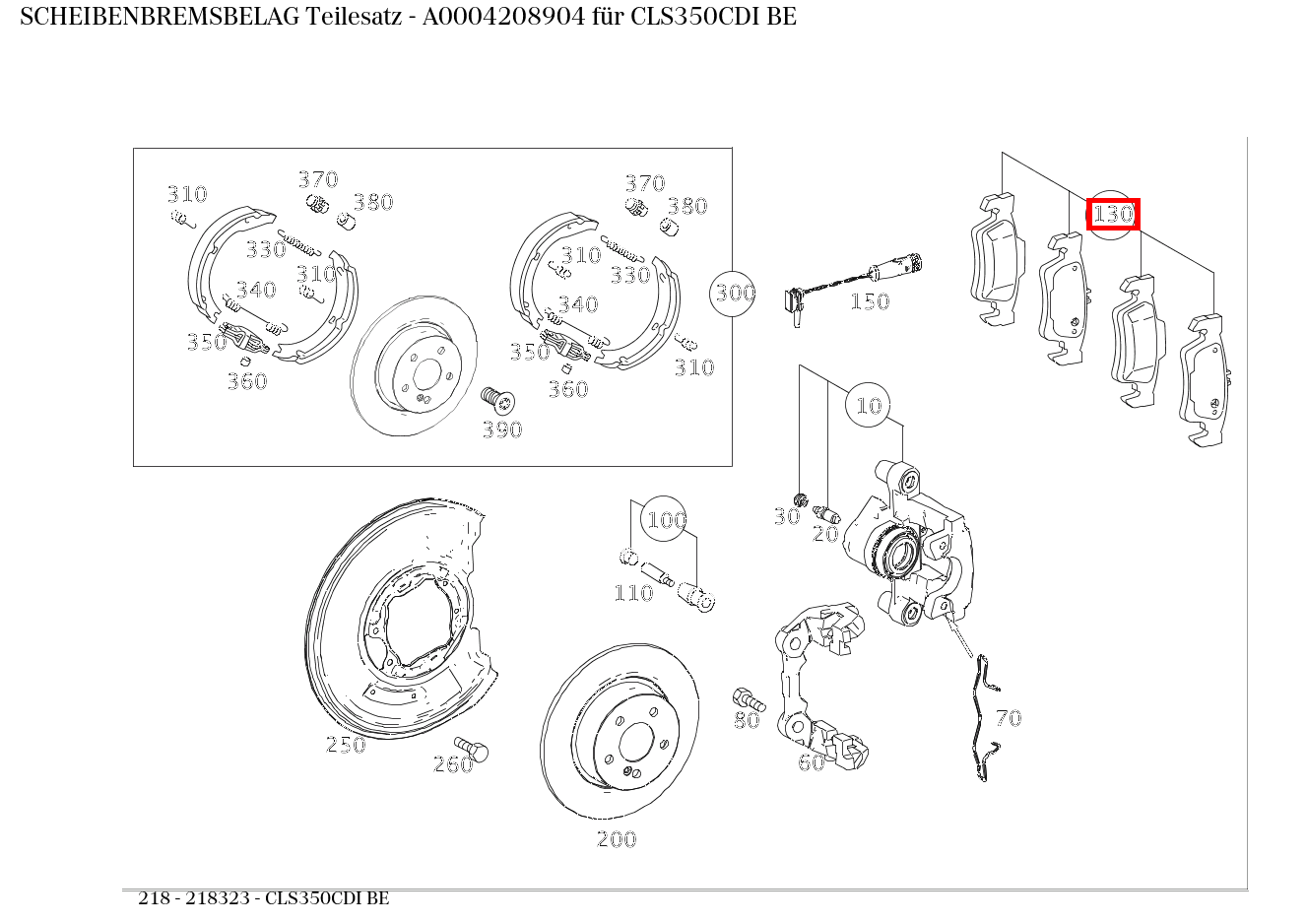 Scheibenbremsbelag Teilesatz CLS350CDI BE 218