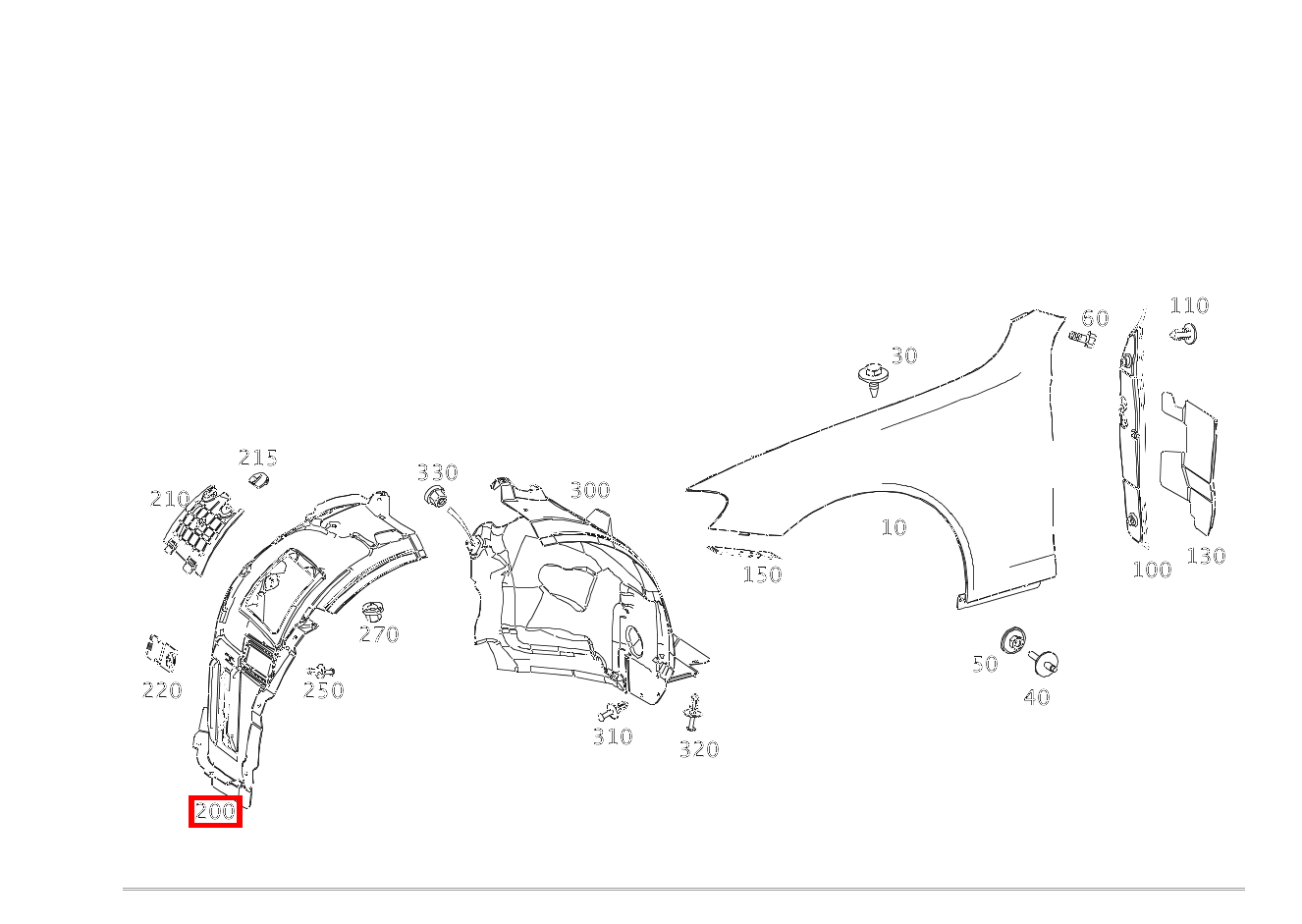 RADLAUFABDECKUNG Kotflügel vorn links E 300 Cabriolet 253