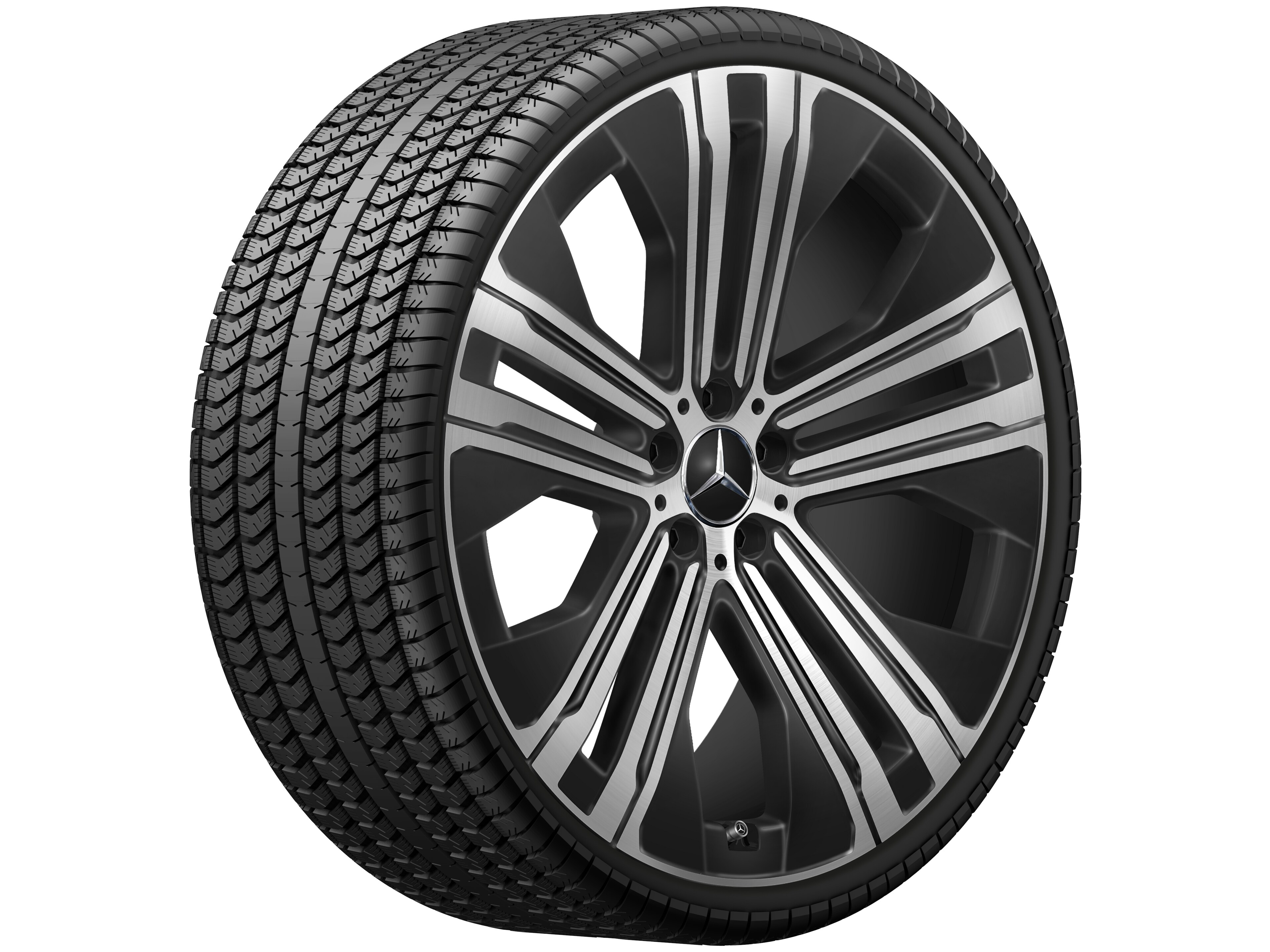 5-Doppelspeichen-Rad, Aero, 22 Zoll, 9,5 J x 22 ET 41,5, schwarz, glanzgedreht