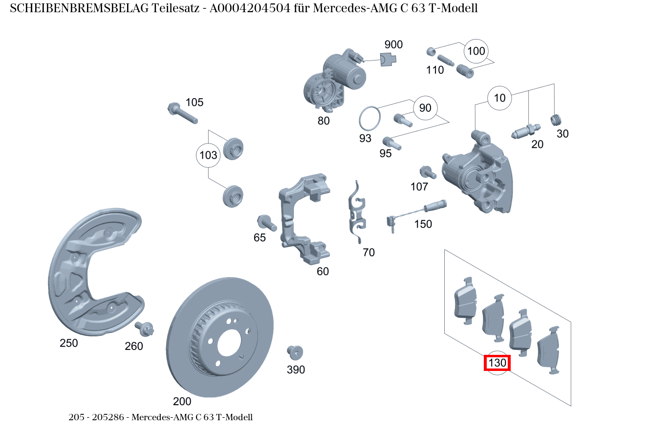 Scheibenbremsbelag Teilesatz Mercedes-AMG C 63 T-Modell 205