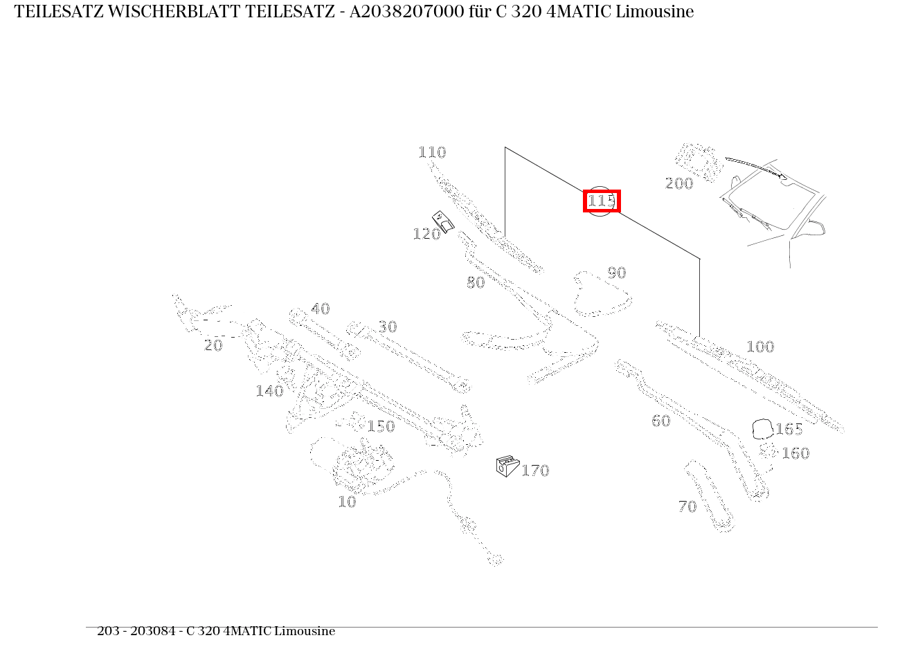 Teilesatz Wischerblatt TEILESATZ C 320 4MATIC Limousine 203