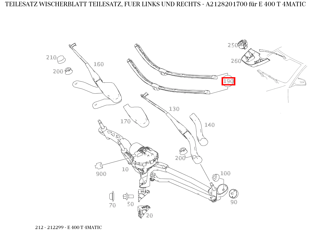 Teilesatz Wischerblatt TEILESATZ, FUER LINKS UND RECHTS E 400 T 4MATIC 212