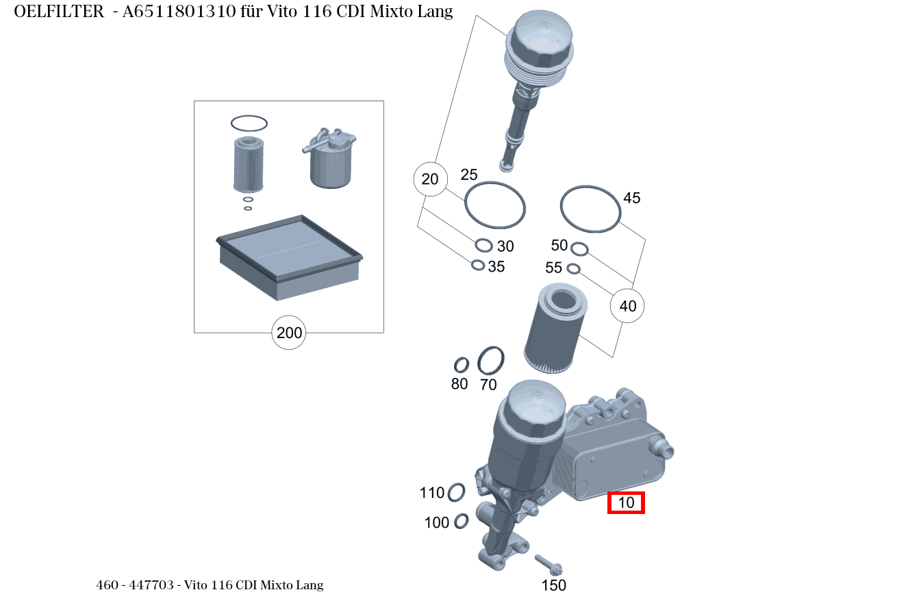 Ölfilter Vito 116 CDI Mixto Lang 460
