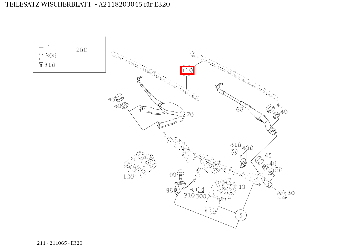 Teilesatz Wischerblatt E320 211