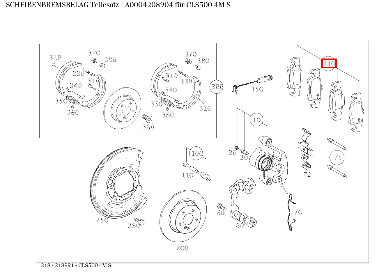 Scheibenbremsbelag Teilesatz CLS500 4M S 218