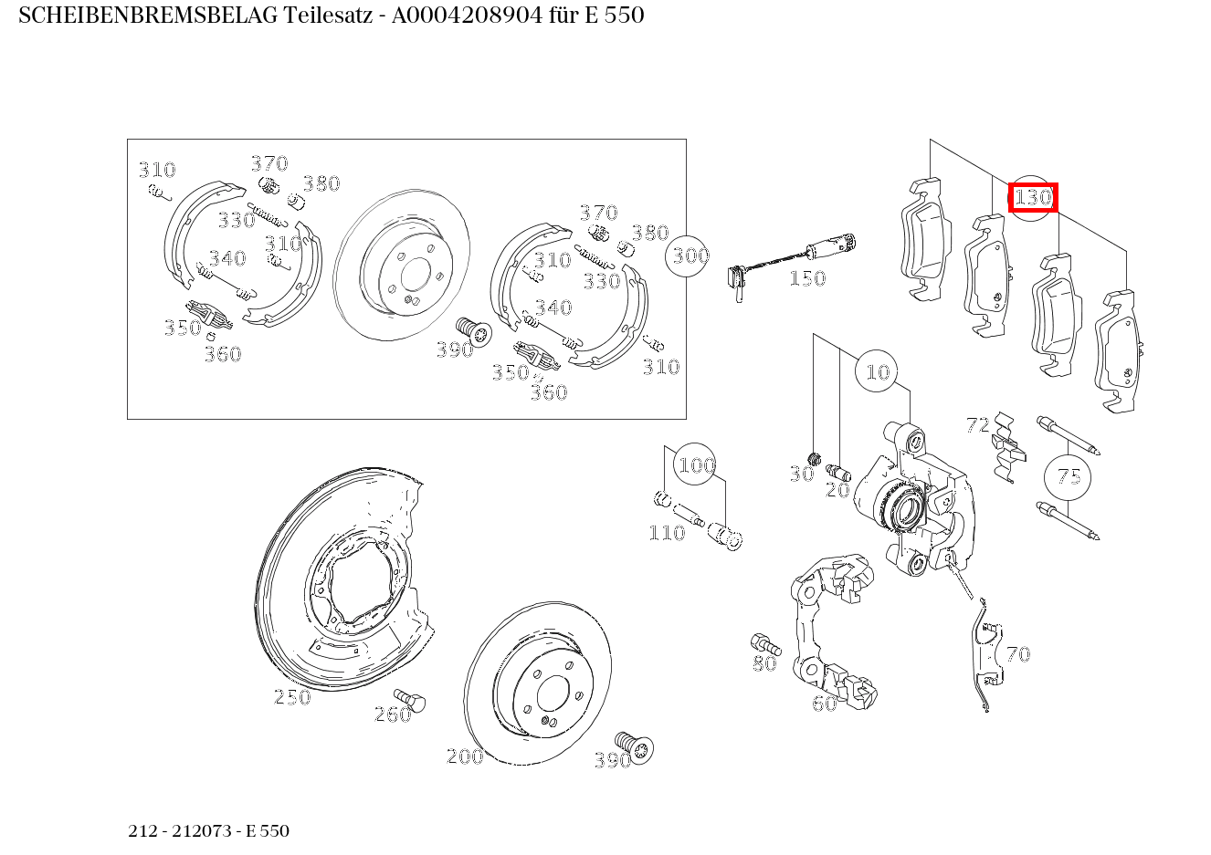 Scheibenbremsbelag Teilesatz E 550 212