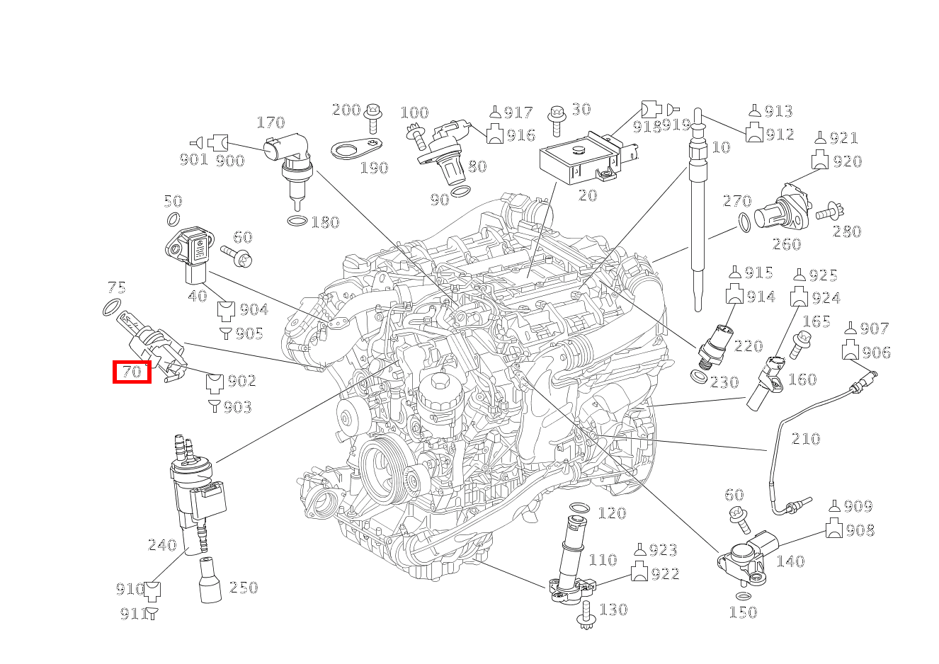 Temperatursensor In Ladeluftleitung geclipst GL420CDI 4M 164