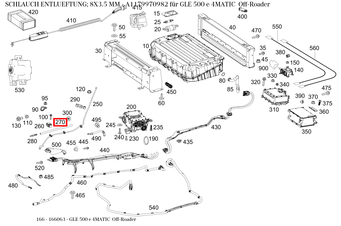 Schlauch ENTLUEFTUNG; 8X3.5 MM GLE 500 e 4MATIC Off-Roader 166