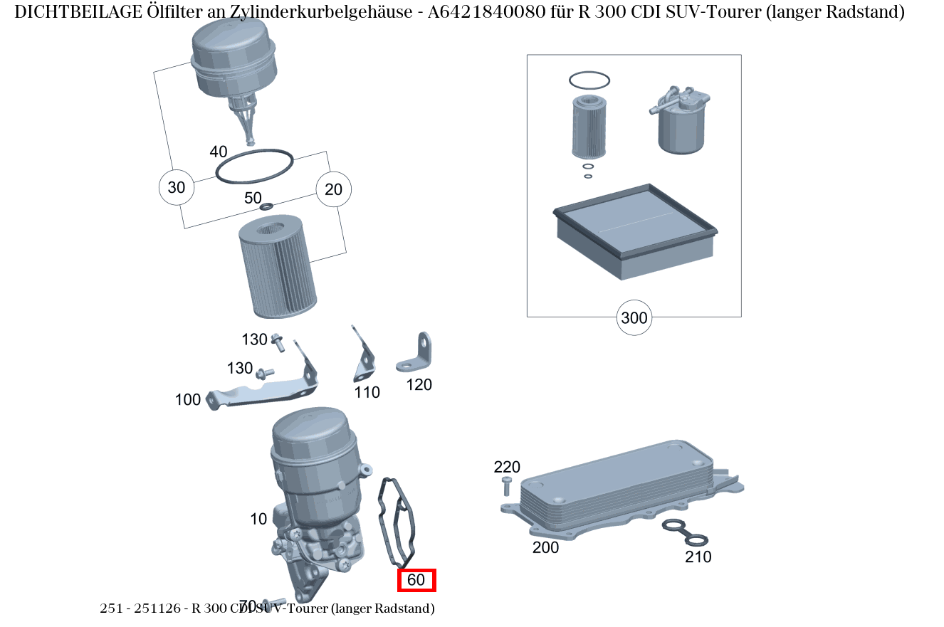 Dichtbeilage Ölfilter an Zylinderkurbelgehäuse R 300 CDI SUV-Tourer (langer Radstand) 251 Dichtbeilage Ölfilter an Zylinderkurbelgehäuse R 300 CDI SUV-Tourer (langer Radstand) 251
