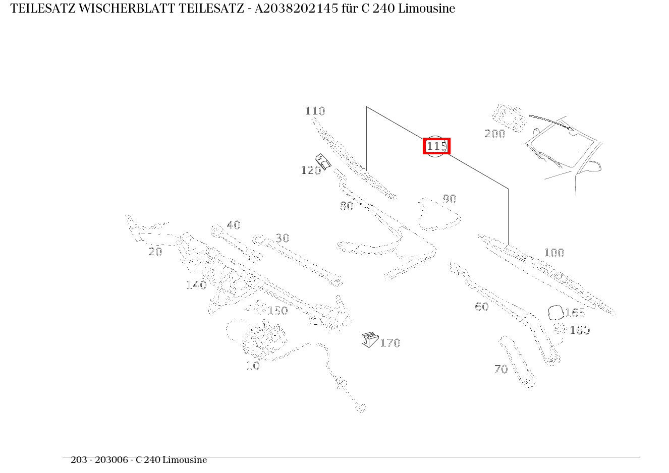 Teilesatz Wischerblatt TEILESATZ C 240 Limousine 203