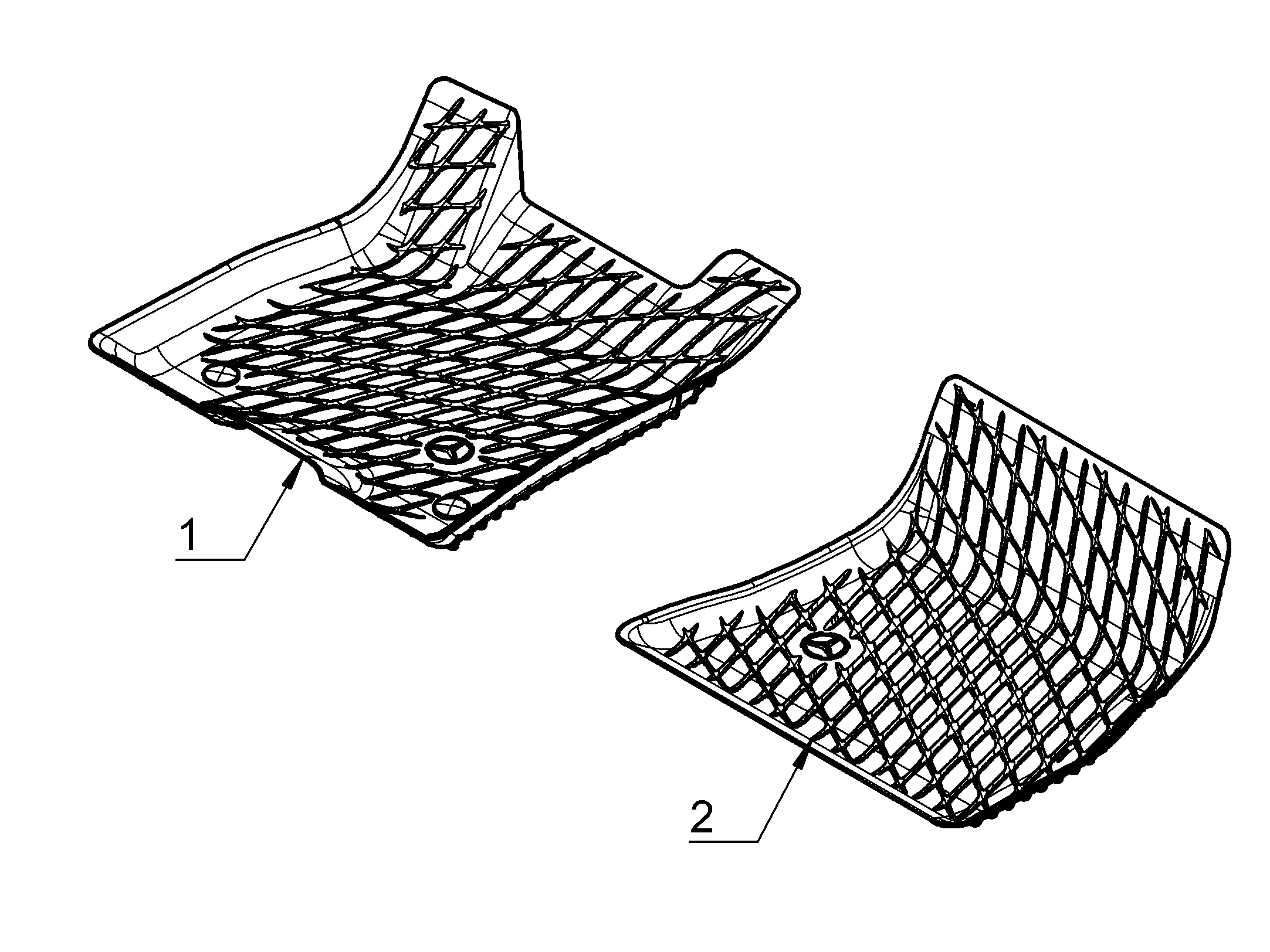Fußraumschale EQA H243, Dynamic Squares, Fahrer-/Beifahrermatte, 2-teilig, 