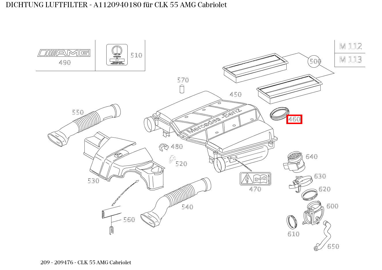 ABDICHTUNG LUFTFILTER CLK 55 AMG Cabriolet 209