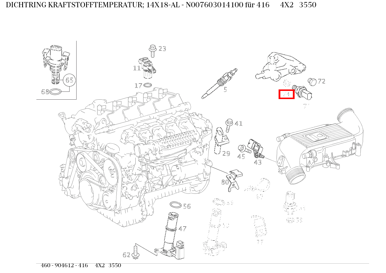 Dichtring KRAFTSTOFFTEMPERATUR; 14X18-AL 416 4X2 3550 460