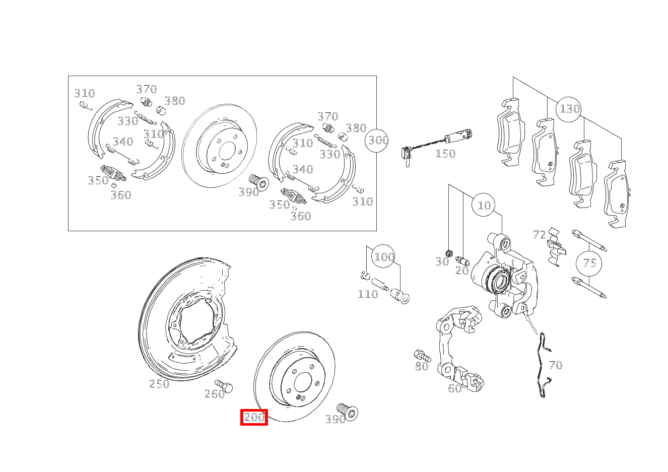 Bremsscheibe belüftet Hinten rechts E200TCGI BLUE EFF 212
