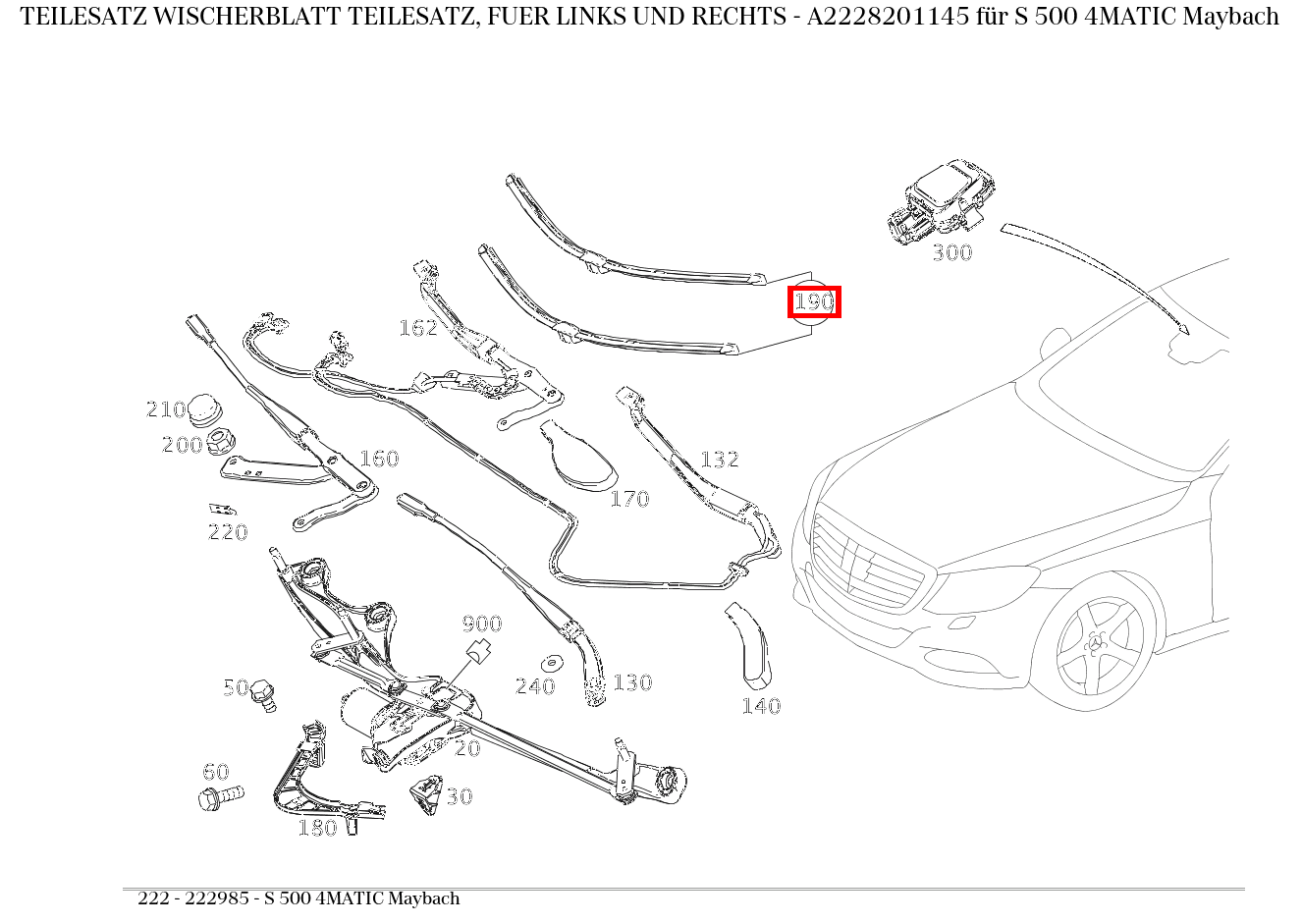 Teilesatz Wischerblatt TEILESATZ, FUER LINKS UND RECHTS S 500 4MATIC Maybach 222