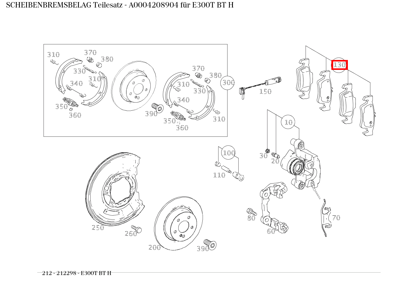Scheibenbremsbelag Teilesatz E300T BT H 212