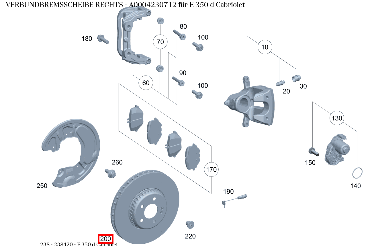 Verbundbremsscheibe RECHTS E 350 d Cabriolet 238 Verbundbremsscheibe RECHTS E 350 d Cabriolet 238
