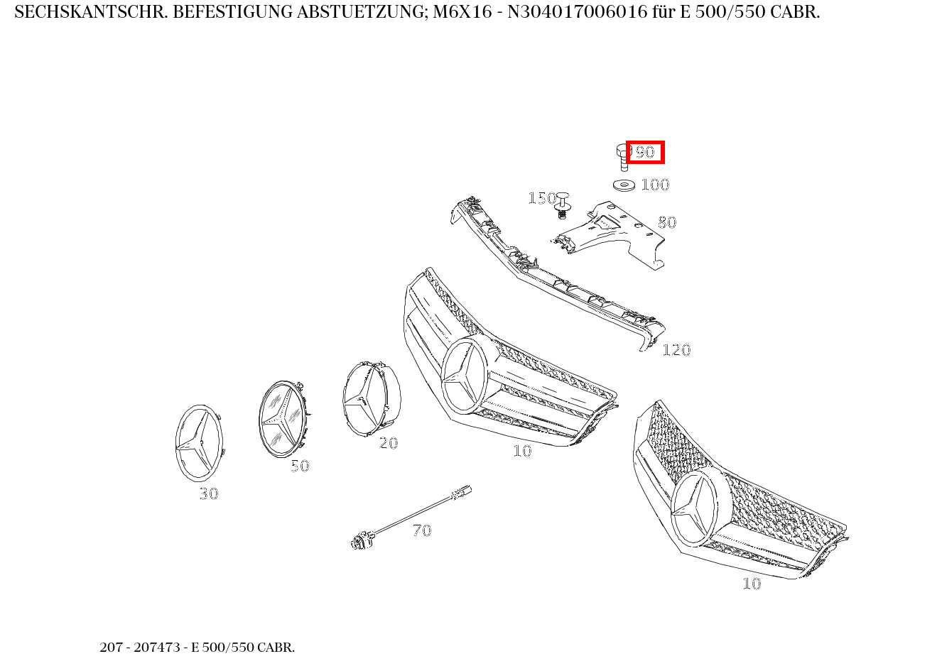 Sechskantschraube BEFESTIGUNG ABSTUETZUNG; M6X16 E 500/550 CABR. 207 Sechskantschraube BEFESTIGUNG ABSTUETZUNG; M6X16 E 500/550 CABR. 207