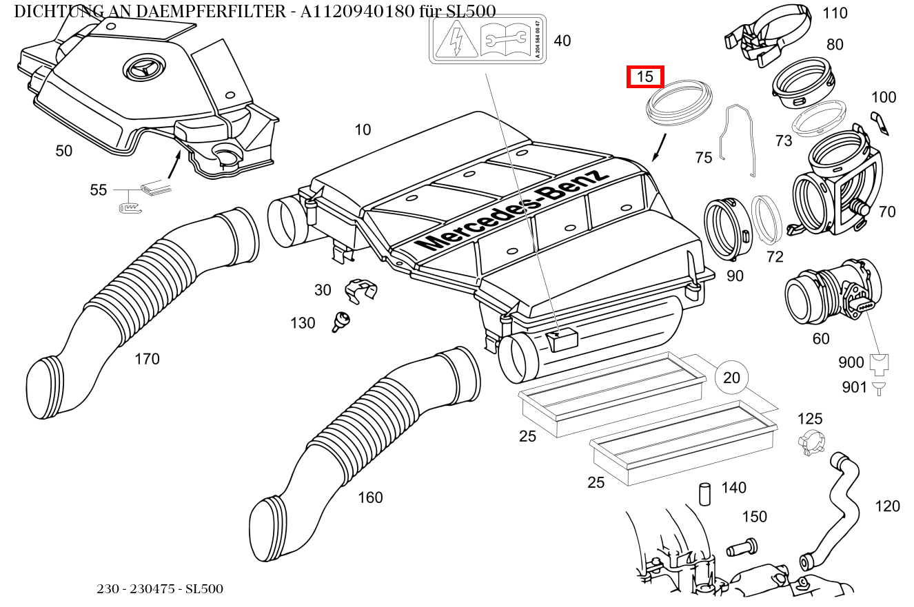 ABDICHTUNG AN DAEMPFERFILTER SL500 230