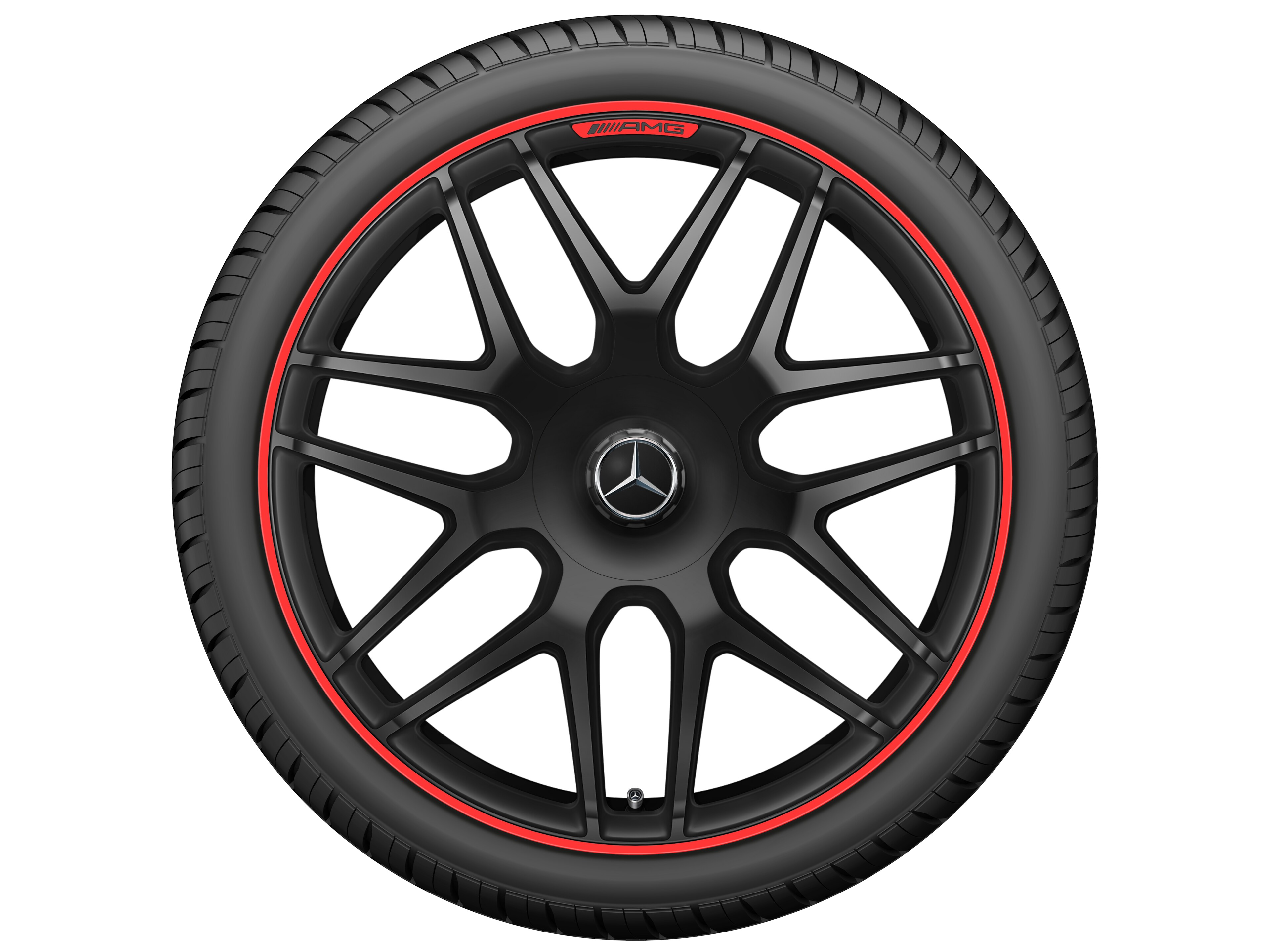 AMG Schmiederad 22 Zoll, Felgenhorn rot lackiert 10 J x 22 ET 36, schwarz matt