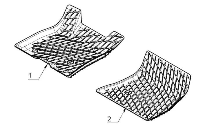 Fußraumschale EQA H243, Dynamic Squares, Fahrer-/Beifahrermatte, 2-teilig, 