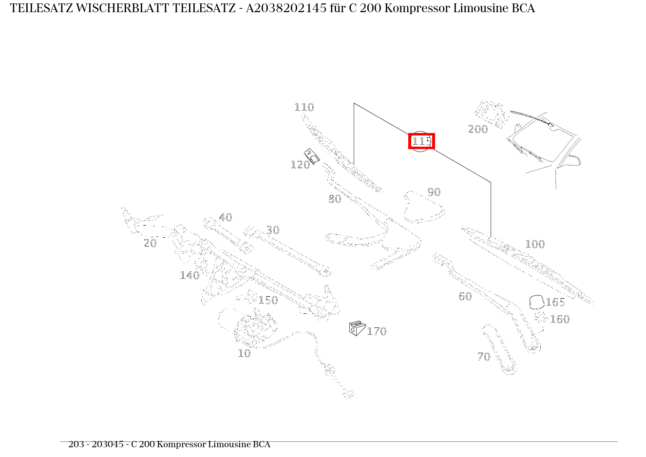Teilesatz Wischerblatt TEILESATZ C 200 Kompressor Limousine BCA 203