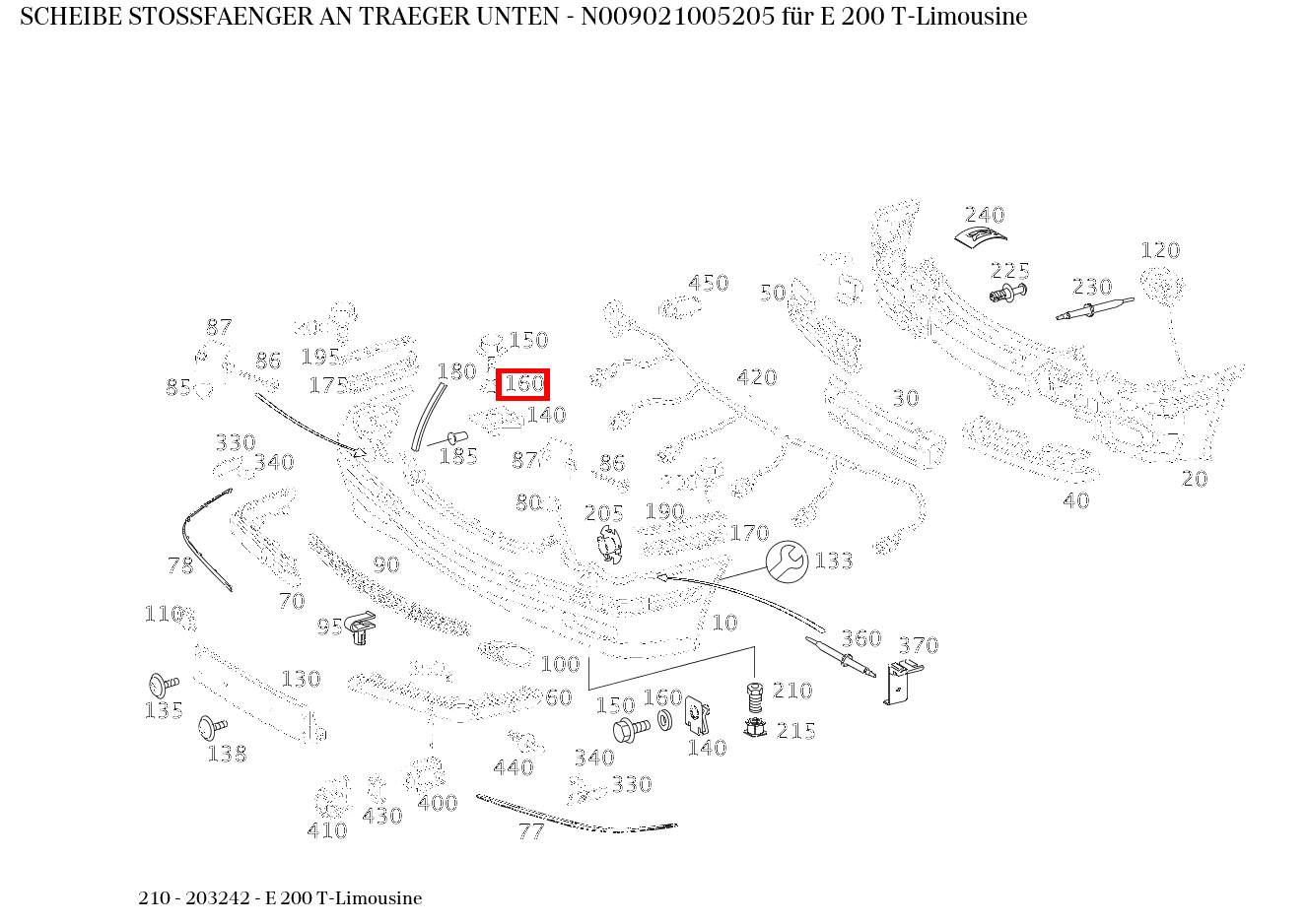 Scheibe STOSSFAENGER AN TRAEGER UNTEN E 200 T-Limousine 210