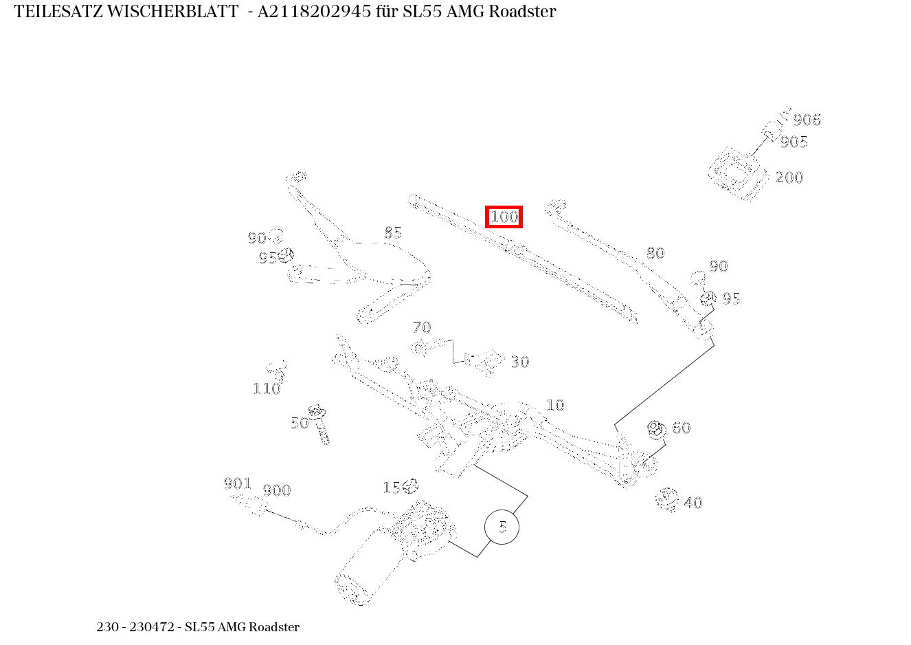 Teilesatz Wischerblatt SL55 AMG Roadster 230