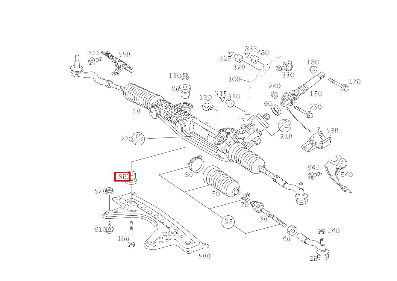 Gummilager ZAHNSTANGENLENKUNG E 280 CDI T-Modell 213
