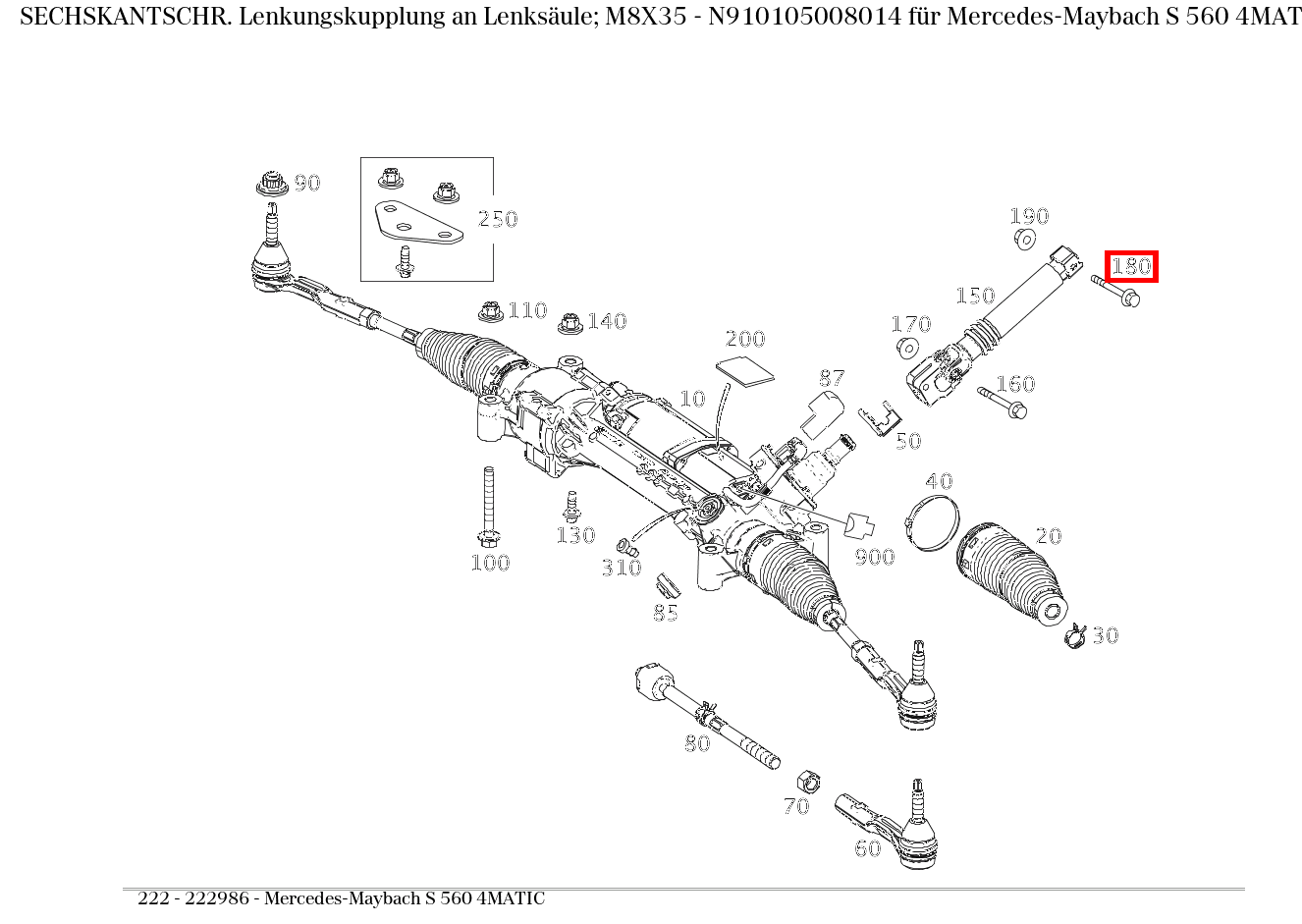 Sechskantschraube Lenkungskupplung an Lenksäule; M8X35 Mercedes-Maybach S 560 4MATIC 222
