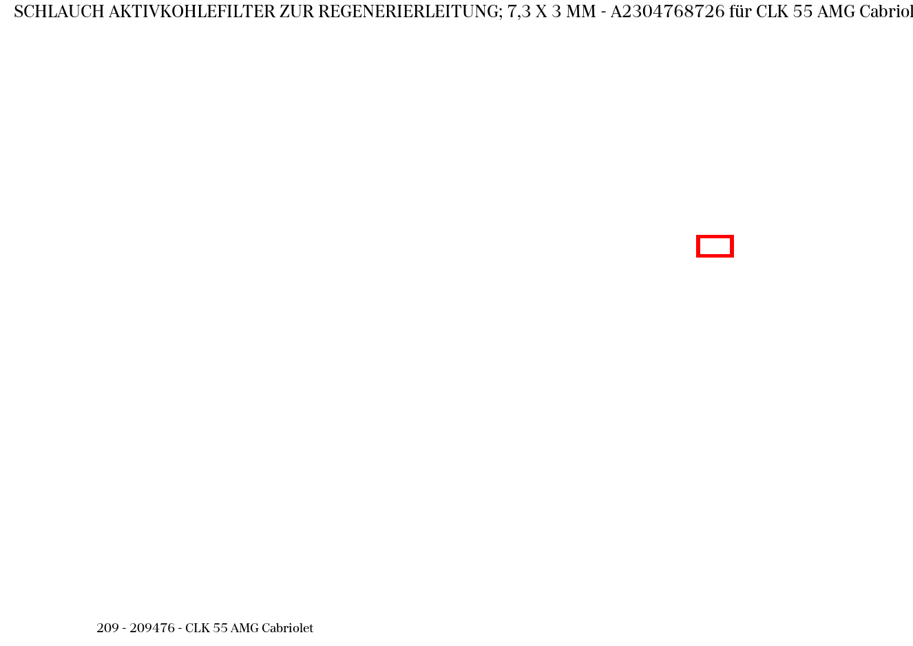 Schlauch AKTIVKOHLEFILTER ZUR REGENERIERLEITUNG; 7,3 X 3 MM CLK 55 AMG Cabriolet 209