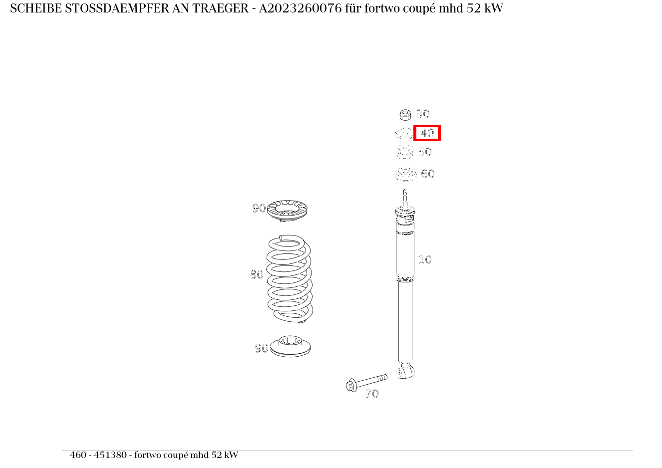 Scheibe STOSSDAEMPFER AN TRAEGER fortwo coupé mhd 52 kW 460