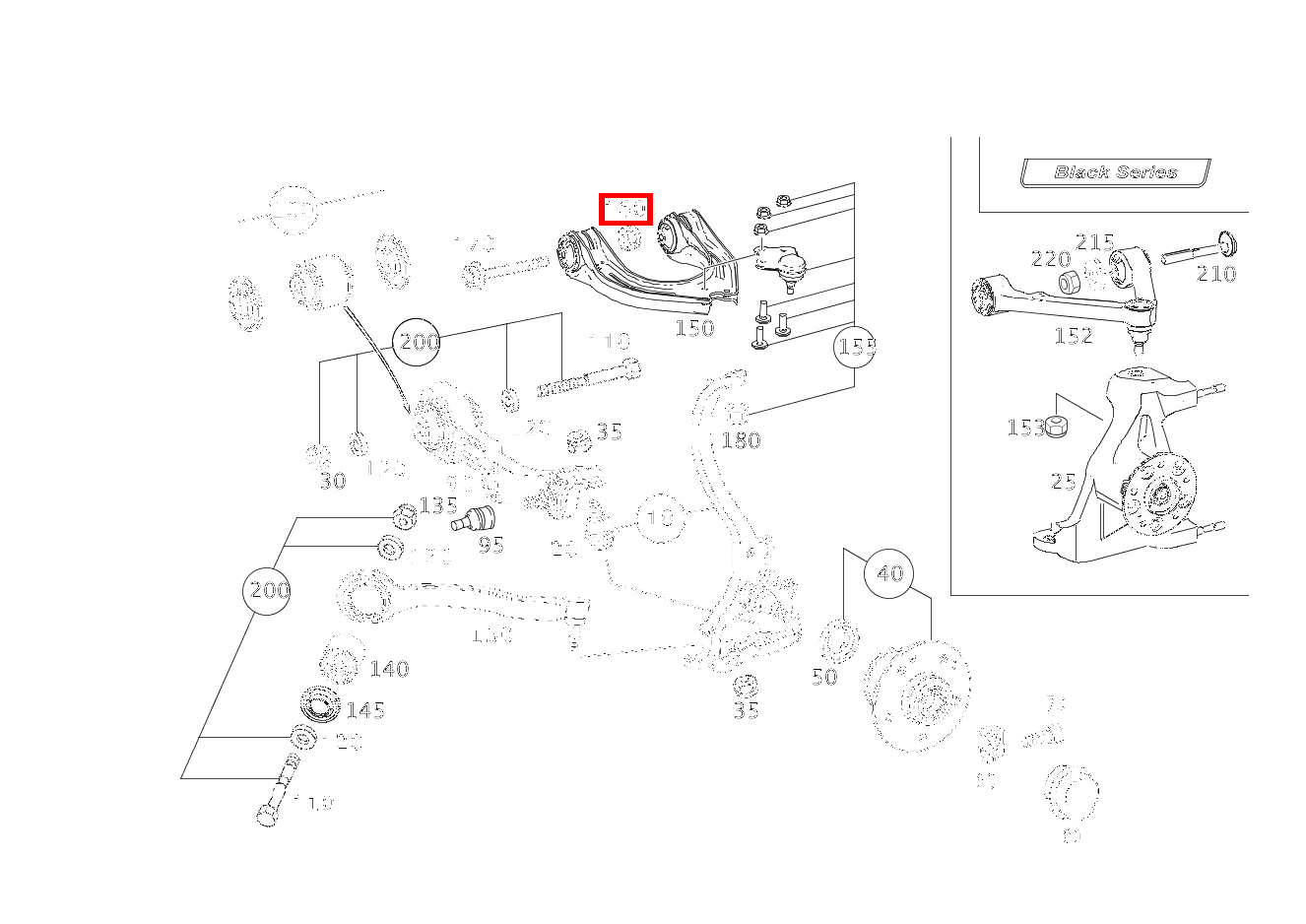 Mutter QUERLENKER OBEN AN KAROSSERIE; M10 SL 65 AMG Roadster BCA 230