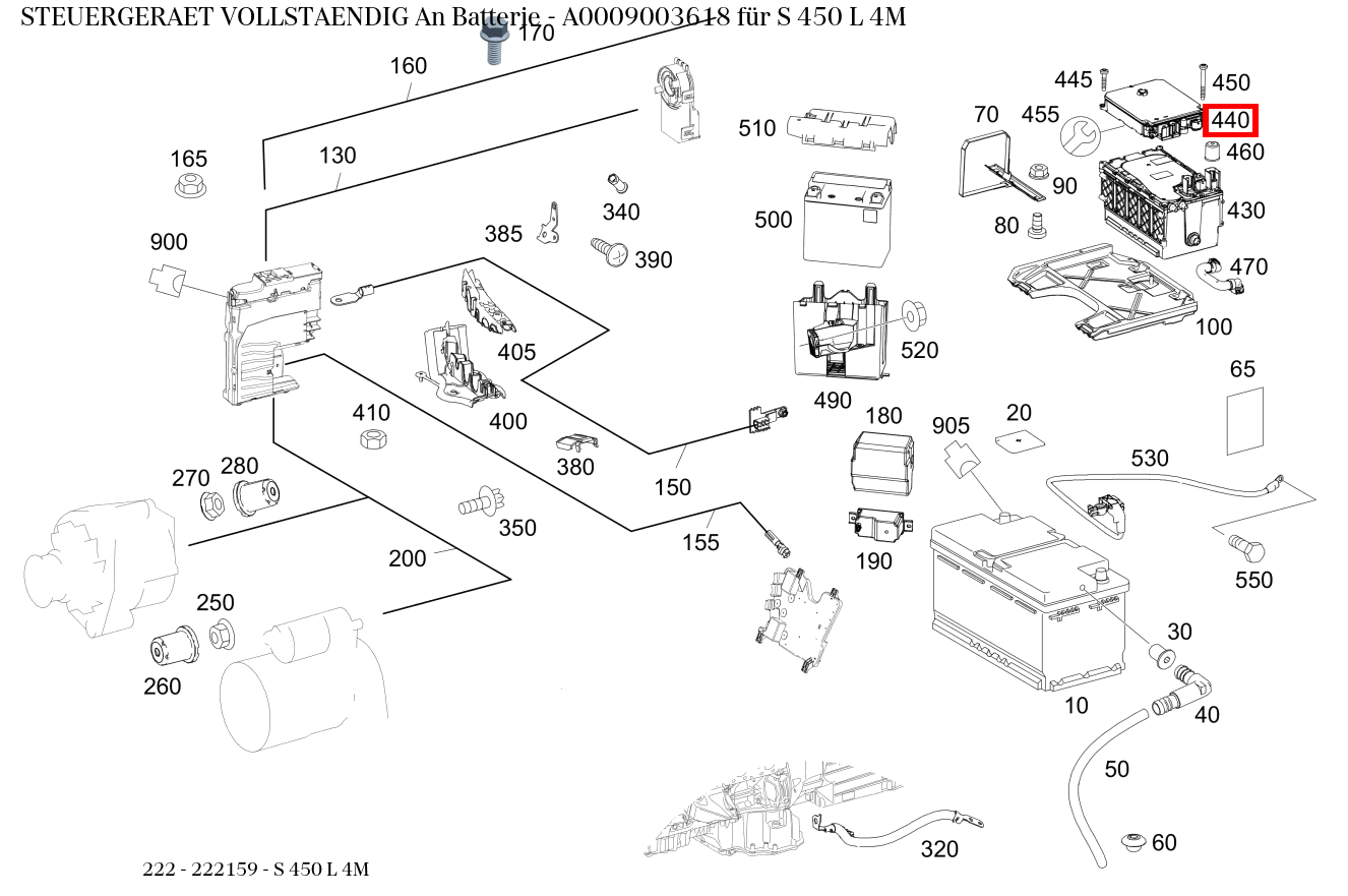Steuergerät vollständig An Batterie S 450 L 4M 222 Steuergerät vollständig An Batterie S 450 L 4M 222